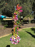 For Hire - Spring Colourful Floral Arch / Moon Arbor / Crescent Arbor - Freestanding (Code: HI0063COL) Silk Arbor Flowers Hire Perth