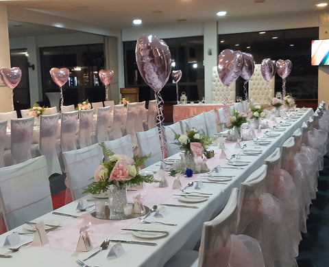 For Hire - Small Centrepiece / Flower Arrangement - Pink & White in Mason Jar (Ref: Samantha) Code: HI-SFM | ARTISTIC GREENERY