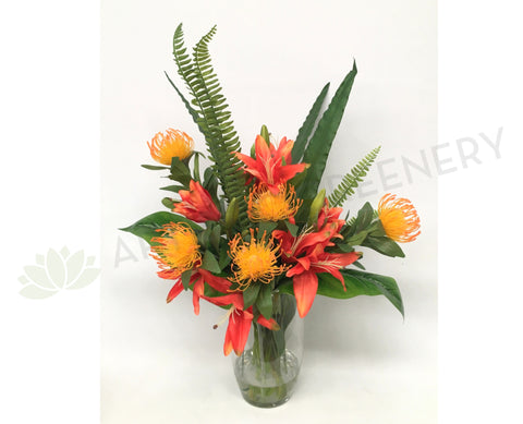 FA1023 - Orange Protea and Pink Lilies Floral Arrangement