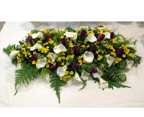 Calla Lilies Centrepiece / Casket Spray 70cm & 100cm Long - SYM0021