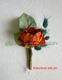 Round Bouquet - Rustic Cream Burnt Orange & Teal - Emma B
