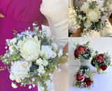 Round Bouquet - White Pink & Natives - Anna M - ARTISTIC GREENERY