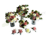 Silk Flowers Round Bouquet - Burgundy White & Dusty Pink - Annie L | ARTISTIC GREENERY