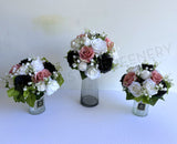 Round Bouquet - Black Pink & White - Ashleigh D Affordable artificial bouquet for wedding Perth Australia | ARTISTIC GREENERY wedding flowers WA Perth Australia