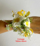 Corsage & Buttonhole - Frangipani with Ribbon - CB0044 - $56/set | ARTISTIC GREENERY