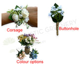 Corsage & Buttonhole - Ranunculus with Gypso - CB0045 - $56/set | ARTISTIC GREENERY