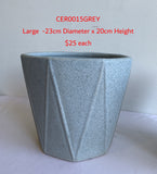 CER0015GREY "V" Pattern Ceramic Pots - Grey - 3 Sizes | ARTISTIC GREENERY