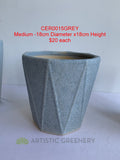 CER0015GREY "V" Pattern Ceramic Pots - Grey - 3 Sizes | ARTISTIC GREENERY