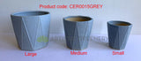 CER0015GREY "V" Pattern Ceramic Pots - Grey - 3 Sizes | ARTISTIC GREENERY