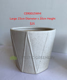 CER0015CRE "V" Pattern Ceramic Pots - Cream - 3 Sizes | ARTISTIC GREENERY