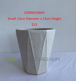 CER0015CRE "V" Pattern Ceramic Pots - Cream - 3 Sizes | ARTISTIC GREENERY