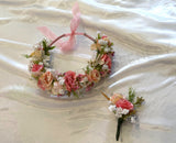 Custom-made Floral Crown - Pink (CROWN003) ideal for baby shower | ARTISTIC GREENERY