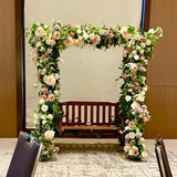 For Hire - Wooden Swing Chair with Colourful Silk Flowers (Code: HI0011)