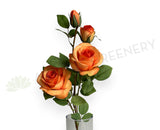 F0338N Artificial Queen Rose Spray 70cm Orange | ARTISTIC GREENERY