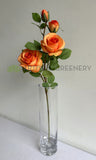 F0338N Artificial Queen Rose Spray 70cm Orange | ARTISTIC GREENERY