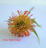 F0360-S92 Faux Pincushion Protea with Leaves 52cm 3 Colours| ARTISTIC GREENERY