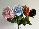 F0391 Latex Single Rose Stem (Open) 75cm Pink / Light Blue / Brown / Black | ARTISTIC GREENERY 