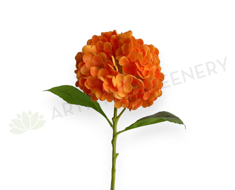 F0395 Real Touch Faux Hydrangea Stem 50cm Orange | ARTISTIC GREENERY