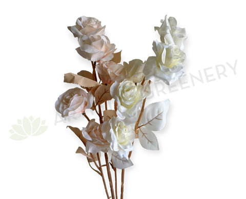 F0399N Silk Boho Style Rose Spray 69cm White / Blush | ARTISTIC GREENERY