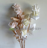 F0399N Silk Boho Style Rose Spray 69cm White / Blush | ARTISTIC GREENERY