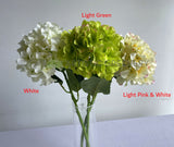 F0416 Silk Hydrangea Stem 57cm Available in 3 Colours (White / Light Green / Light Pink & White) | Artistic Greenery Perth