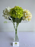 F0416 Silk Hydrangea Stem 57cm Available in 3 Colours (White / Light Green / Light Pink & White) | Artistic Greenery Perth