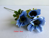 F0428 Artificial Anemone Spray 58cm Blue / White | ARTISTIC GREENERY