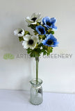 F0428 Artificial Anemone Spray 58cm Blue / White | ARTISTIC GREENERY