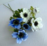 F0428 Artificial Anemone Spray 58cm Blue / White | ARTISTIC GREENERY