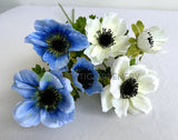 F0428 Artificial Anemone Spray 58cm Blue / White | ARTISTIC GREENERY