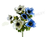 F0428 Anemone Spray 58cm Blue / White