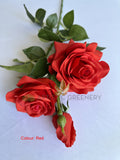 F0447 Latex Rose Spray / Real Feel Roses 77cm Red / White | ARTISTIC GREENERY 