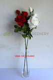 F0447 Latex Rose Spray / Real Feel Roses 77cm Red / White | ARTISTIC GREENERY 