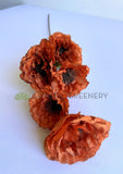 F0462 Silk Rustic Brown Poppy Spray 78cm | ARTISTIC GREENERY 