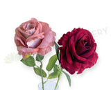 F0476 Artificial Velvet Rose Stem 51cm Dusty Pink / Red | ARTISTIC GREENERY