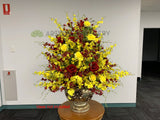 FA1131 - Yellow & Red Orchids & Roses Floral Arrangement 100cm Tall (Ref: Roshana)