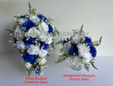 Wedding bouquets artificial flowers - Artificial Cascade Teardrop Wedding Bouquet - White & Blue - Alisha G - custom made wedding bouquet Australia | ARTISTIC GREENERY