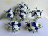 Artificial Cascade Teardrop Wedding Bouquet - White & Blue - Alisha G - custom made wedding bouquet Australia | ARTISTIC GREENERY