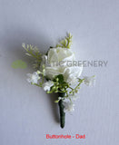 Buttonholes - Artificial Cascade Teardrop Wedding Bouquet - White & Blue - Alisha G - custom made wedding bouquet Australia | ARTISTIC GREENERY