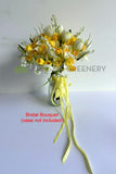 Bridal bouquet - Artificial Round Bouquet (Daffodil Wedding Bouquet / Lily of the Valley Wedding Bouquet) - Yellow & White - Charlotte S | ARTISTIC GREENERY