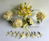 Artificial Round Bouquet (Daffodil Wedding Bouquet / Lily of the Valley Wedding Bouquet) - Yellow & White - Charlotte S | ARTISTIC GREENERY