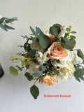 Bridesmaid Bouquet - Artificial Blush & White Round Wedding Bouquet - Blush & White - Christina C | ARTISTIC GREENERY