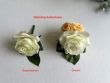 Boutonnires - Artificial Blush & White Round Wedding Bouquet - Blush & White - Christina C | ARTISTIC GREENERY