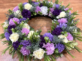 Purple & White Wreath 30cm / 40cm / 50cm (WRE008)) | ARTISTIC GREENERY 