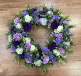 Purple & White Wreath 30cm / 40cm / 50cm (WRE008)) | ARTISTIC GREENERY 