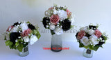 Round Bouquet - Black Pink & White - Ashleigh D Affordable artificial bouquet for wedding Perth Australia | ARTISTIC GREENERY wedding flowers WA Perth Australia