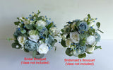 Silk Rustic Blue & White Round Wedding Rose Bouquet - Blue & White - Rhian C| ARTISTIC GREENERY