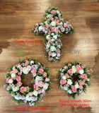 Memorial Silk Flowers - Pink & White - Cross / Round / Candle Wreath - SYM0047 | ARTISTIC GREENERY