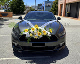 Perth Wedding Car Flower Decorations Sunflowers and Roses - WCD006 (Yellow & White) | ARTISTIC GREENERY