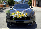 Perth Wedding Car Flower Decorations Sunflowers and Roses - WCD006 (Yellow & White) | ARTISTIC GREENERY